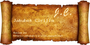 Jakubek Cirilla névjegykártya
